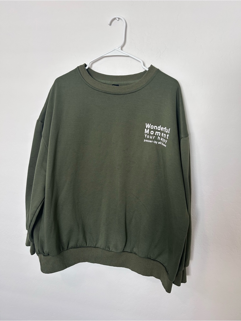 Wonderful Moment Olive Green Crewneck Sweatshirt